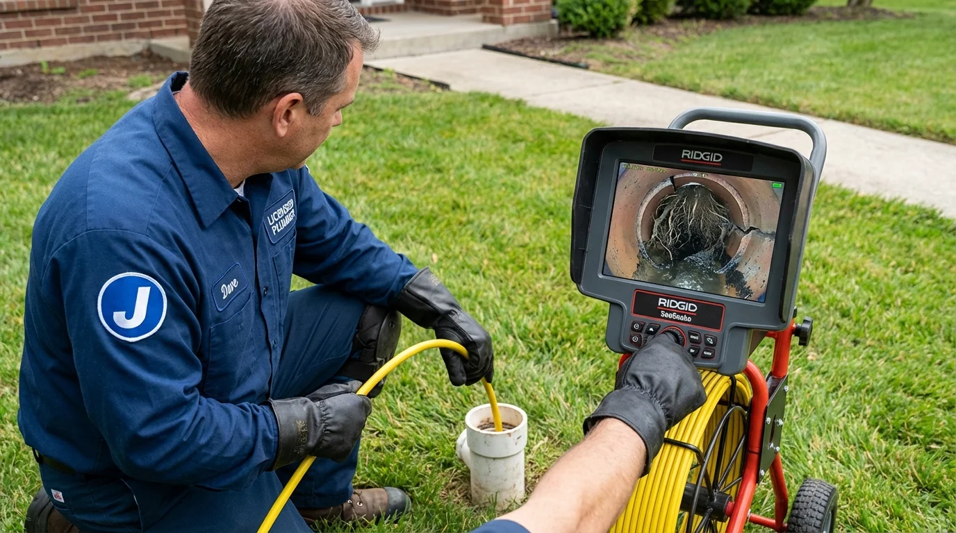 Sewer camera inspection being performed by Johns Plumbing LLC in Williamston