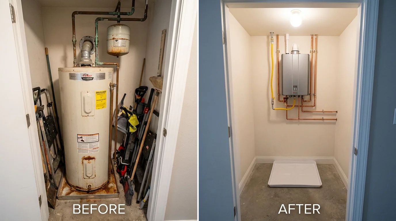 Tank water heater versus wall-mounted tankless unit comparison for Williamston, MI homeowners